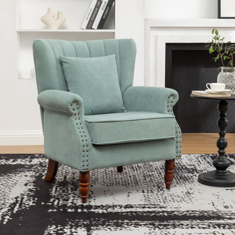Fauteuil à oreilles de 29 po de largeur Antwanae, Velours sarcelle