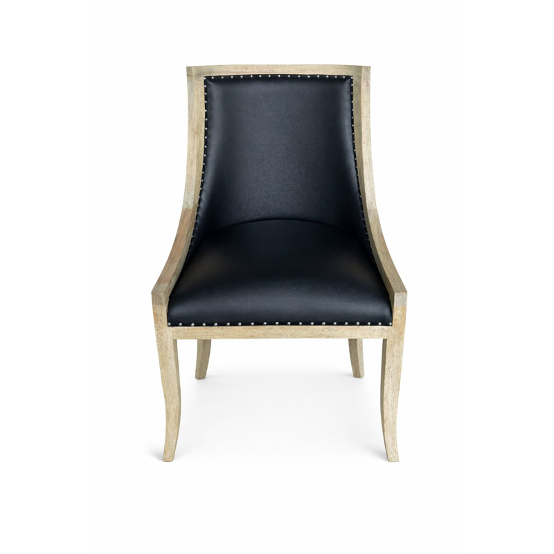 Fauteuil demi-tonneau Farmhouse avec cuir noir