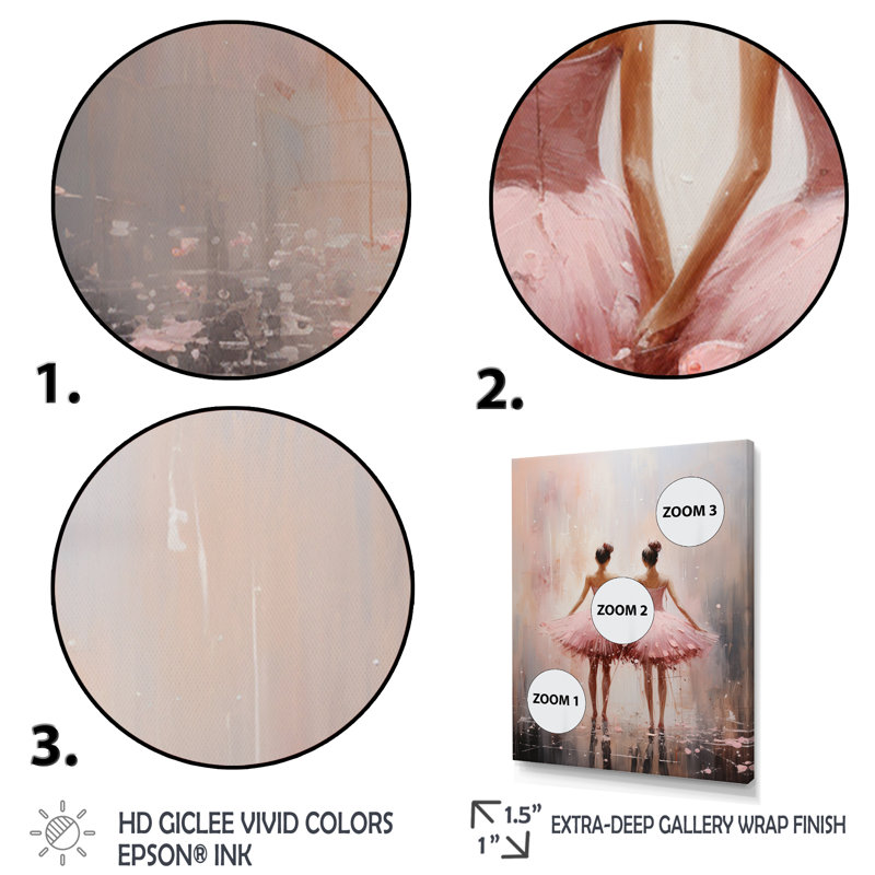 Danse de ballet rose II - impression, H 32 po x l 16 po x P 1 po, Toile tendue