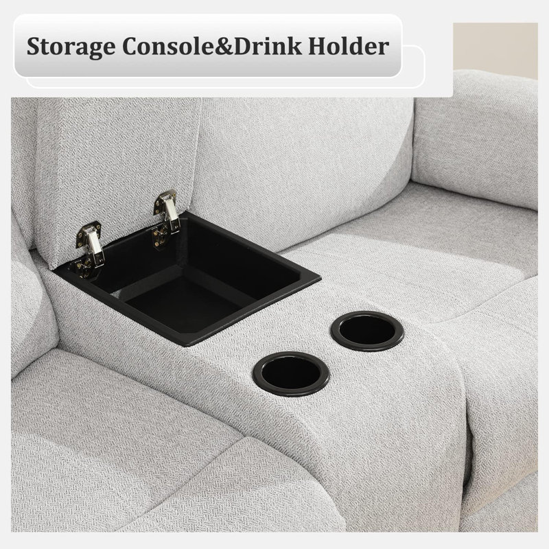 68" Manual Reclining Loveseat, Light Gray