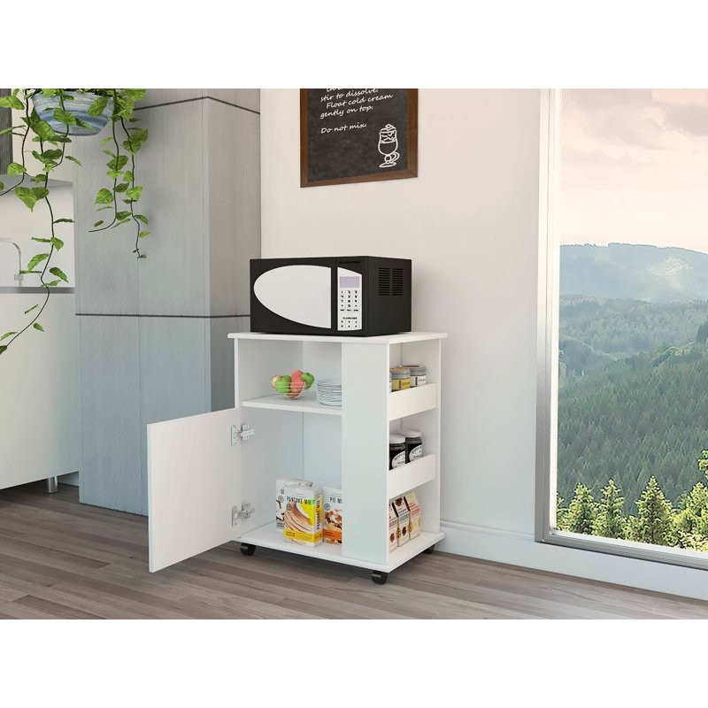 Lower Microwave Cabinet, Single Door, Three Side Shelve, White