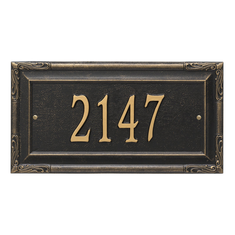 Gardengate Personalized Grande 1-Line Wall Address Plaque, Black/Gold, Yes