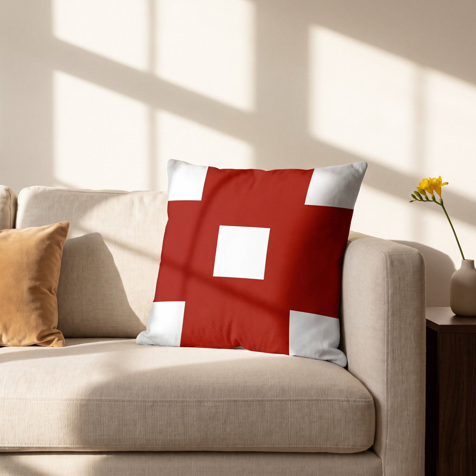 Luella Geometric Indoor/Outdoor Throw Pillow, 16W" x 16H", Red