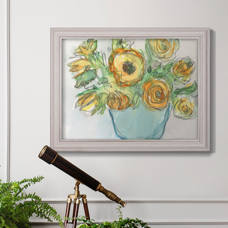 Accent floral printanier II, H 21 po x l 25 po x P 2,5 po, Toile avec cadre brun