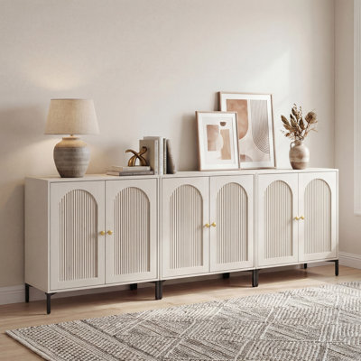 Modern TV Stand for TVs Up to 70", 61.75" W Wooden Modular Storage TV Cabinet w/Adjustable Shelves