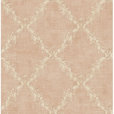 Seabrook Designs & Metallic Café Alanis Floral Trellis Unpasted Wallpaper