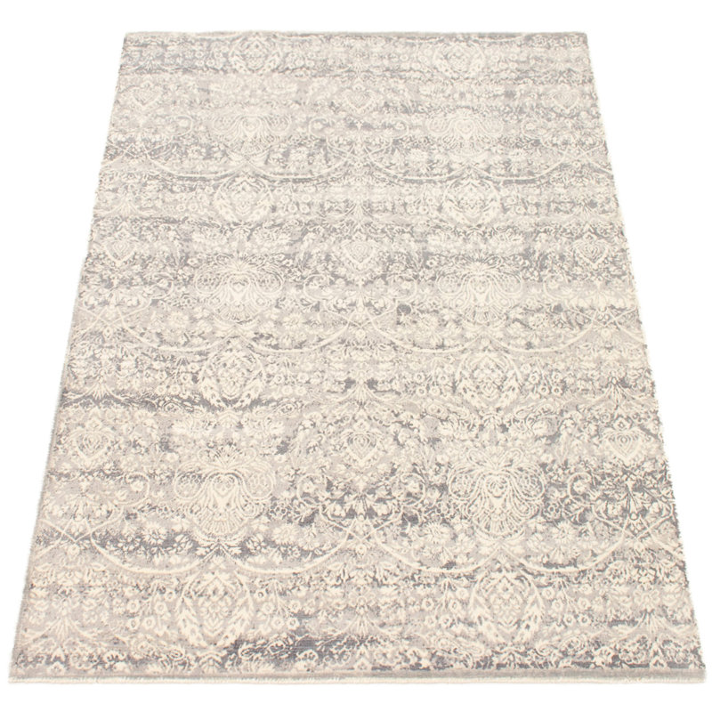 Tapis unique en viscose noué à la main des années 2010 de 5 pi 2 po x 7 pi 6 po crème Suazo