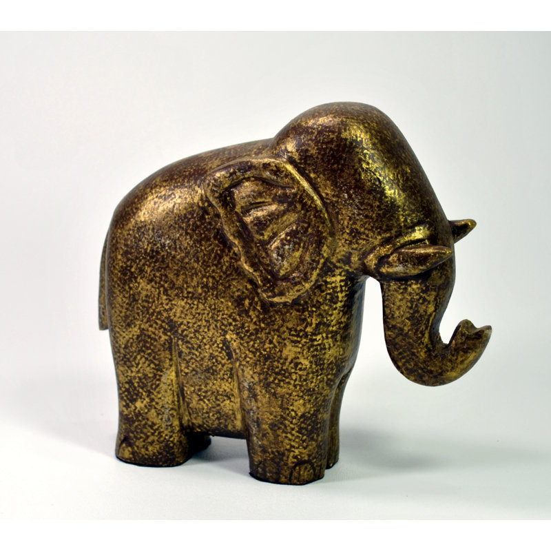Elephant Standing Stylized, Antique Gold