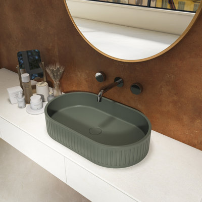 23.6'' Above - Counter Dark Oval Concrete Bathroom Sink: Temperature And Aesthetically Sink With Colourful Choices Long Term Performance
