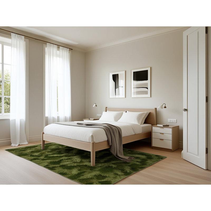 Tapis vert botanique lavable à la machine, Rectangle 5 pi x 7 pi