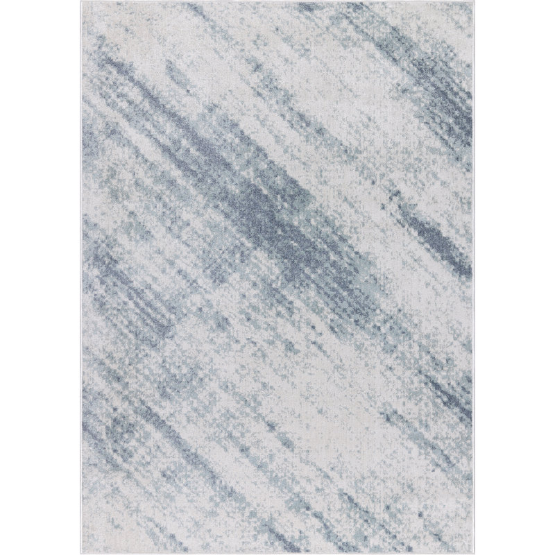 Machine Washable Austin Ivory/Blue Rug, Rectangle 10' x 14'