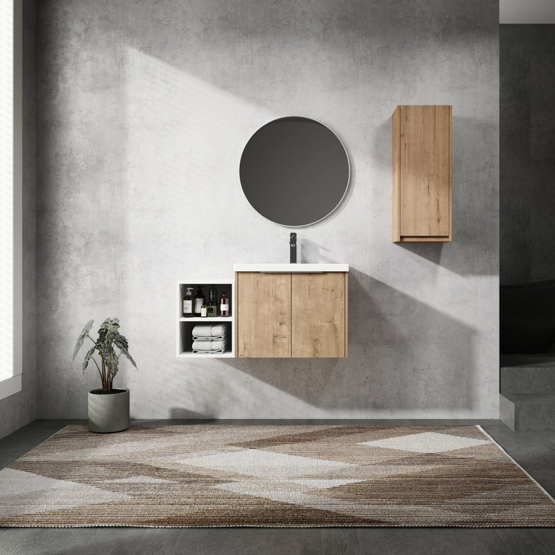Meuble-lavabo de comptoir de salle de bain moderne avec lavabo et armoire d'appoint - matériaux hygiéniques 36 po de rangement en résine