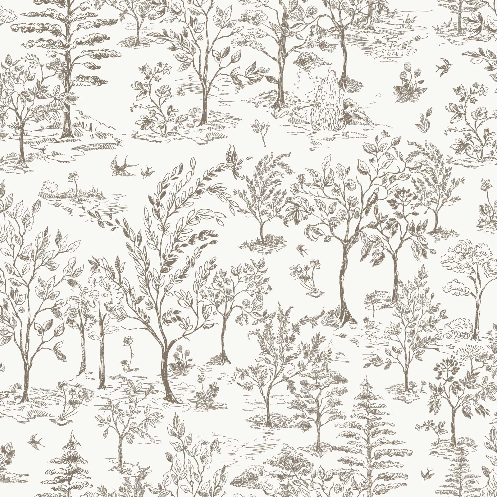 Arbor Toile Self-Adhesive Wallpaper Roll, Cocoa