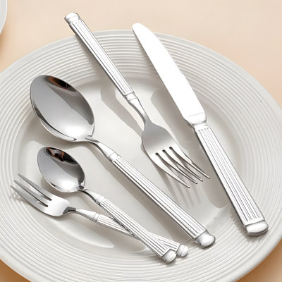 16pcs Stainless Steel Roman Handle Dinnerware Set, High-end Elegant, For Home, Hotel