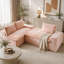 Canapé polyvalent en velours rose tortue: siège convertible à deux places avec méridienne gauche (chaise longue inclinable moelleuse pour les loisirs confortables), avec sièges en face à face, permutable entre la forme en L et la droite-1876194505