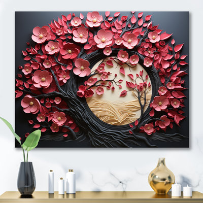 Élégant arbre floral orchidée rose et blanc I - arbre, art mural