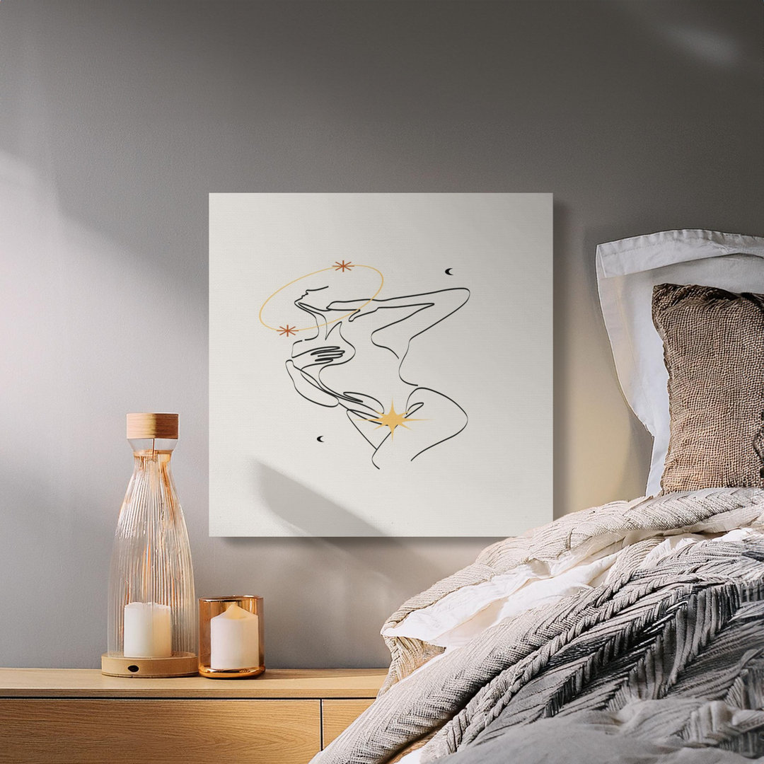 Abstract Woman Line Art Canvas, Modern Gallery Wrapped Print, Boho Chic Decor, Minimalist Wall Art, Ready to Hang, Archival Inks