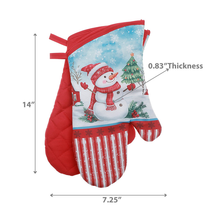 14" Oven Mitts (2Pcs) (Snowman) - Set Of 2