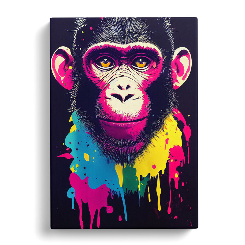 Painted Monkey No.5 Abstract - Wrapped Canvas, 50cm H x 35cm W x 3cm D