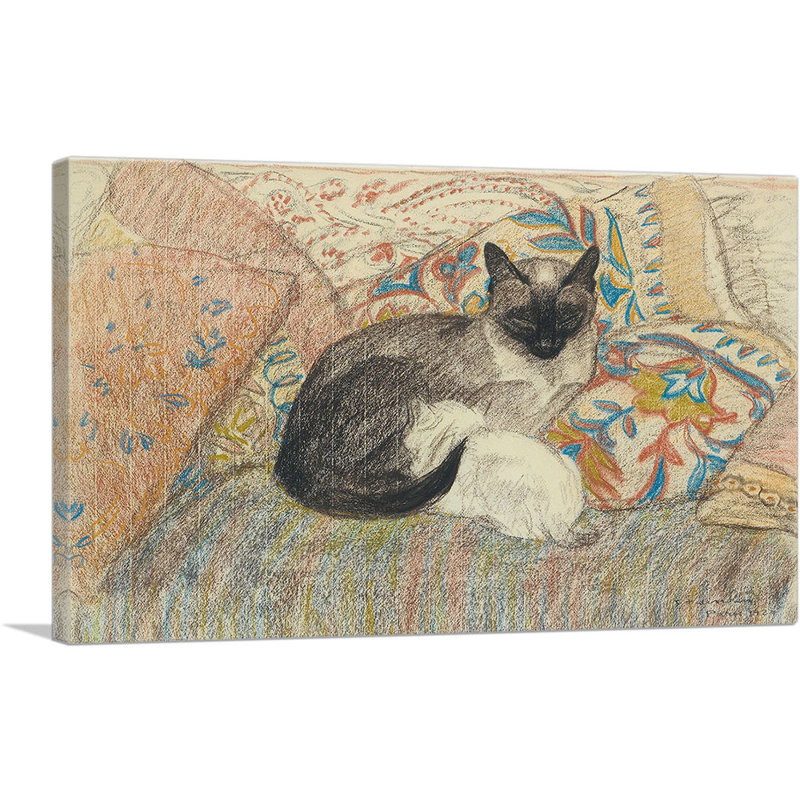 «Cat and Her Kitten 1920» par Theophile Steinlen, reproduction d'art sur toile tendue, H 12 po x l 18 po x P 0,75 po