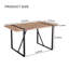 Table de salle à manger rustique industrielle pour 4 à 6 personnes, table de cuisine rectangulaire 55,1 "avec plateau en panneau de fibres à densité moyenne et pieds en métal noir-1624724081-1624724045