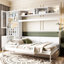 Lit double blanc et tablettes - peu encombrant, convient aux petites et grandes pièces, pratique-1186792154-1186792155