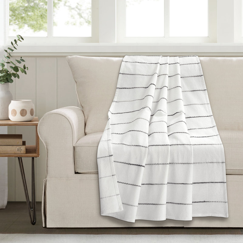 Jeté en mélange de coton à rayures ombrées Lush Decor, gris