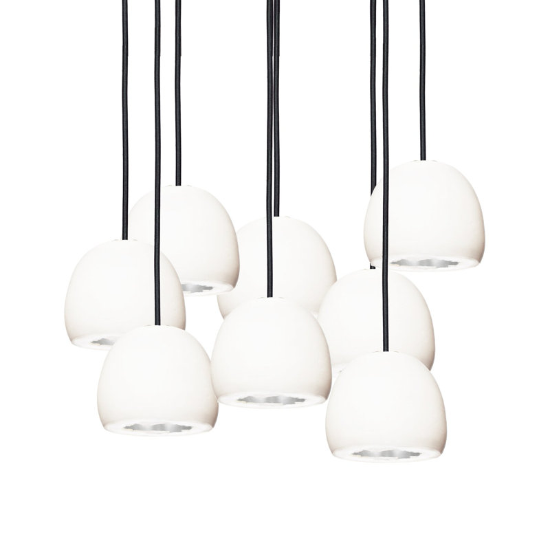 8 - Light Dimmable Dome Chandelier, 60" H x 24" W x 24" D, Black, Matte White/Silver