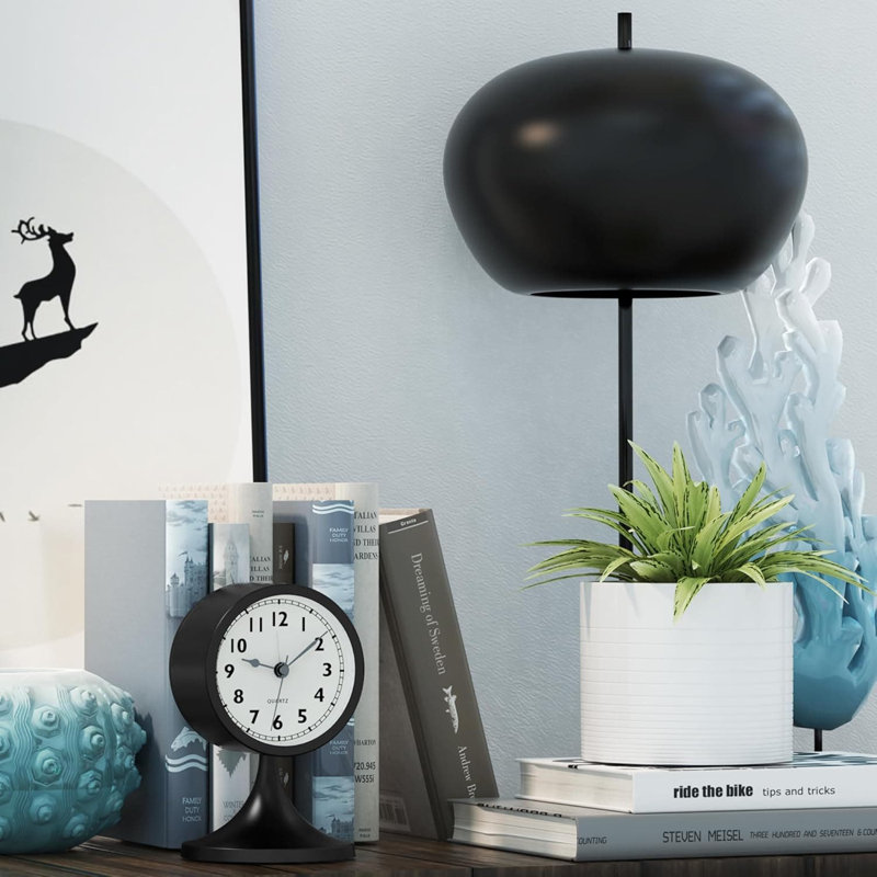 Analogue Electric Alarm Tabletop Clock, Black