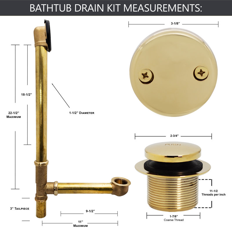 Drain de baignoire Tip Toe, Laiton poli
