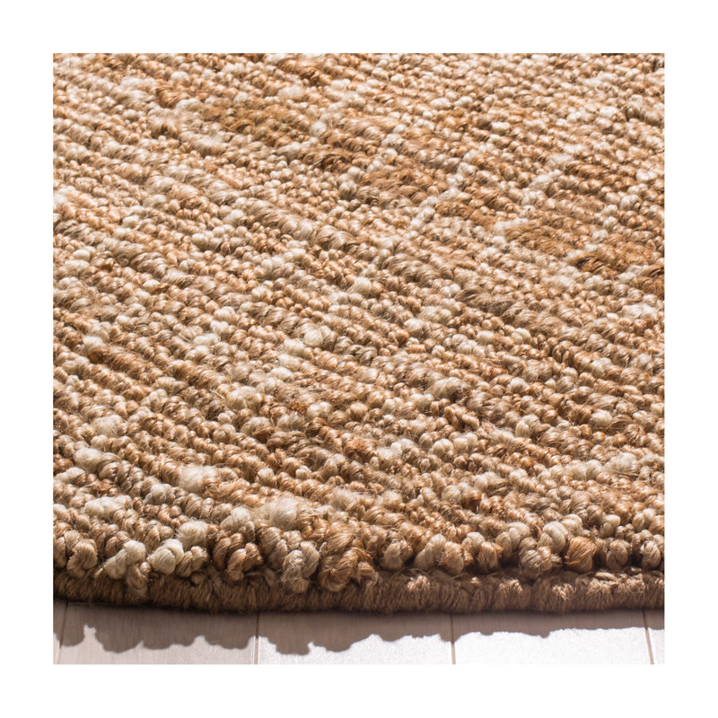 Wilmore Hand Woven Jute/Cotton Geometric Rug in Natural/Ivory, Round 6'