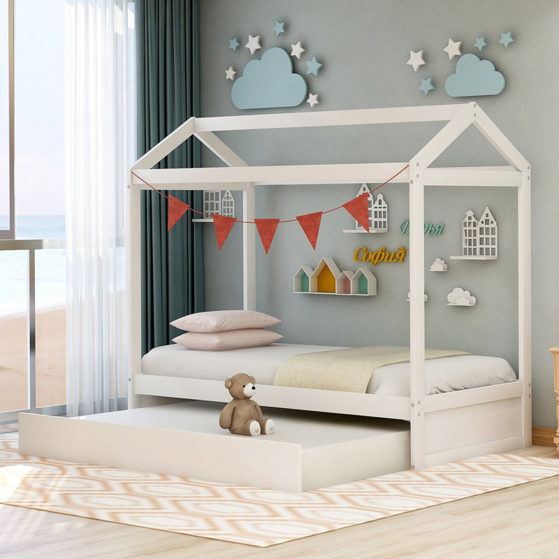 Lit maison avec lit gigogne, peut être décoré