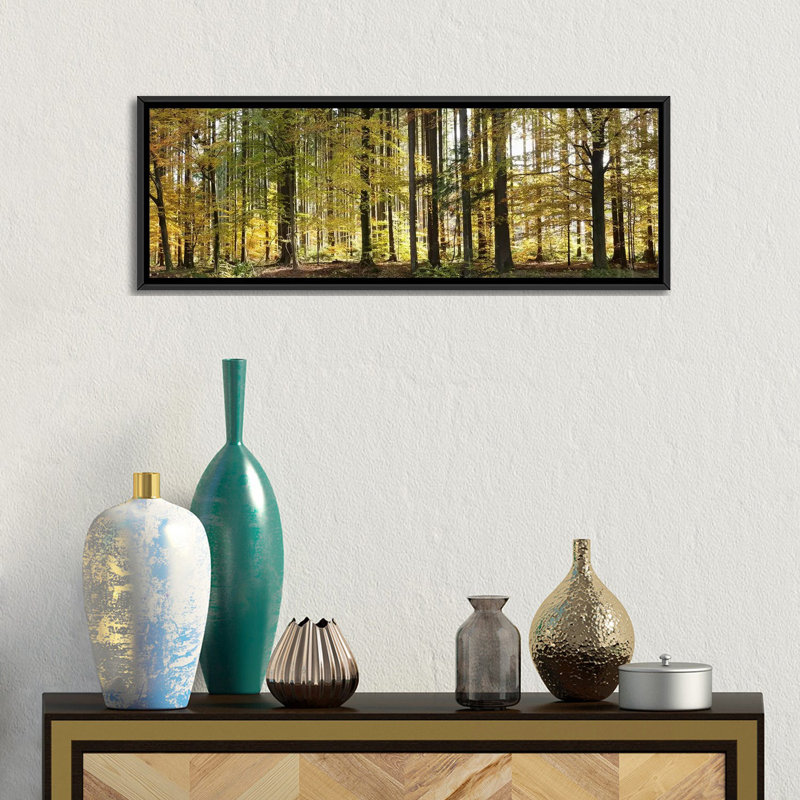 «Panoramic Trees», reproduction de photo sur toile tendue, H 20 po x l 60 po x P 1,5 po, Toile avec cadre noir