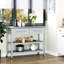 Chariot utilitaire avec plan de travail en acier inoxydable, 2 tablettes ouvertes, tiroirs, gris, pour comptoir de cuisine polyvalent, rustique et élégant