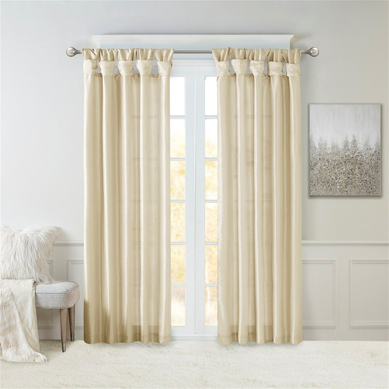 Twist Tab Lined Window Curtain Panel, Champagne, 50" W x 120" L