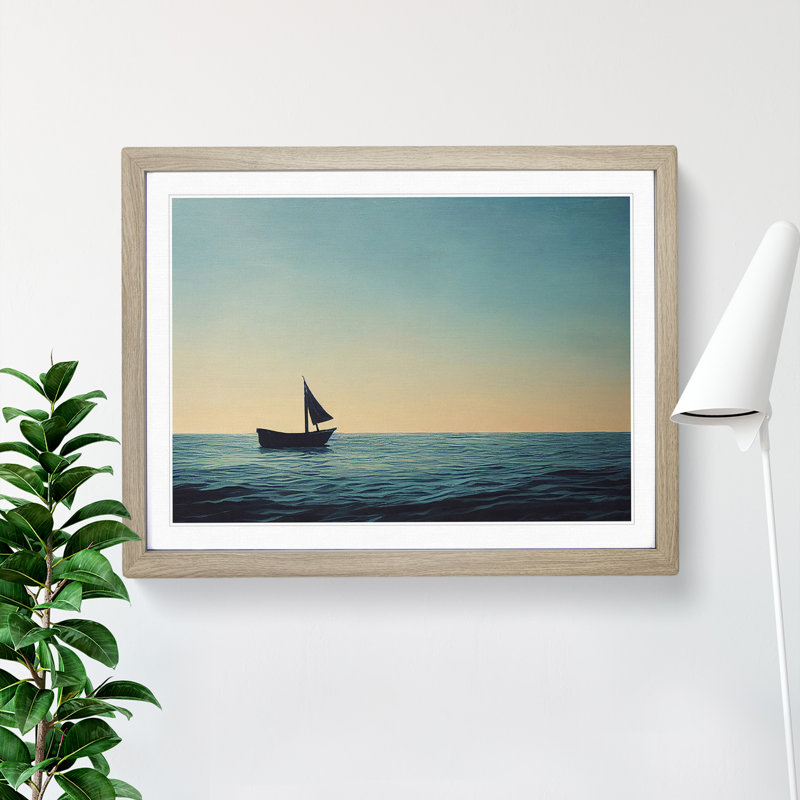 Solo Sailing Boat Vol.3 - Framed Print, 34cm H x 46cm W x 2cm D, Oak
