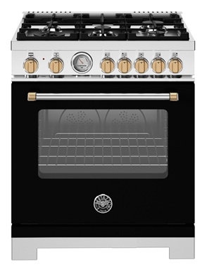 Master Series range 30 In Dual Fuel MATTE BLACK gold knobs and handle finials