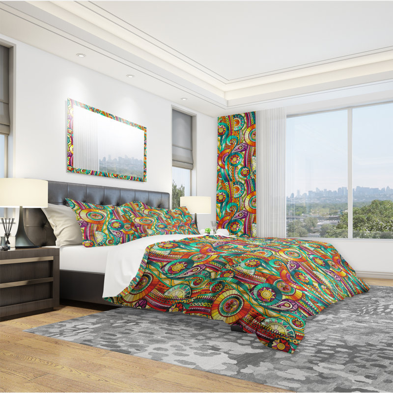 Ensemble de housse de couette bohème et éclectique, Housse de couette très grand + 2 taies
