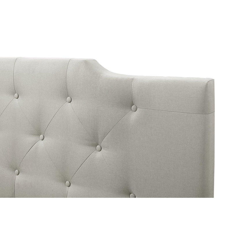 Lit standard capitonné Annasha, Gris clair, Double