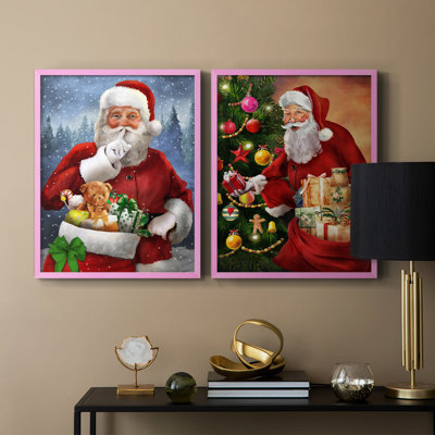 «Quiet Santa», reproduction encadrée de qualité supérieure - prête à être accrochée - aucun clou requis - aucun clou requis