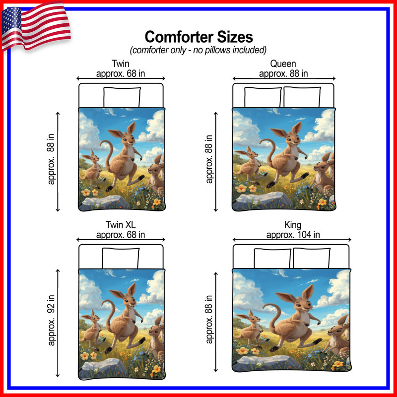 Kangaroos In Wildflowers Comforter, Twin Extra Long