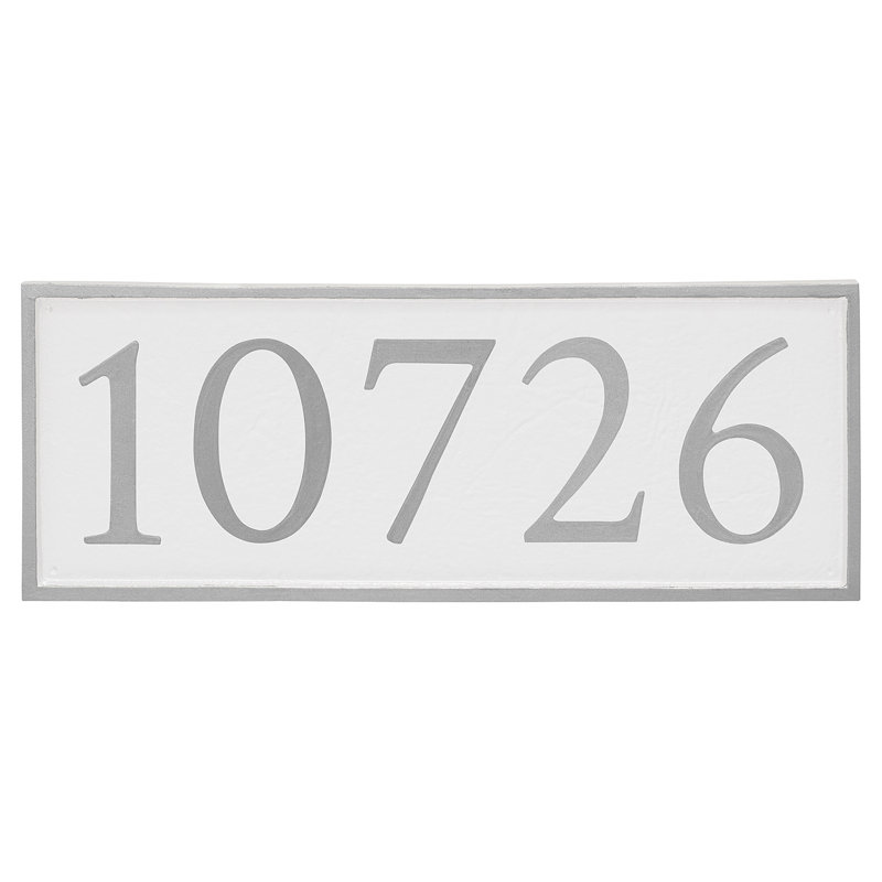 Plaque d'adresse murale 1 ligne Serif, Argent, Blanc, Oui
