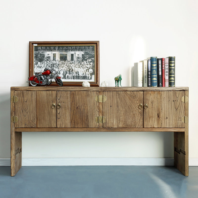 62.99" Brown Rectangular Solid Wood Console Table