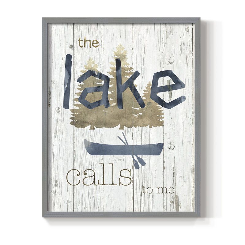 Lake Calls Me, reproduction encadrée - bois massif, Gris, H 11 po x l 9 po