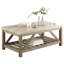 Table basse rectangulaire avec structure en marbre blanc crème et bois