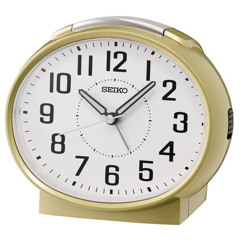 QHK059GLH Basic Alarm Clock, Golden, Gold