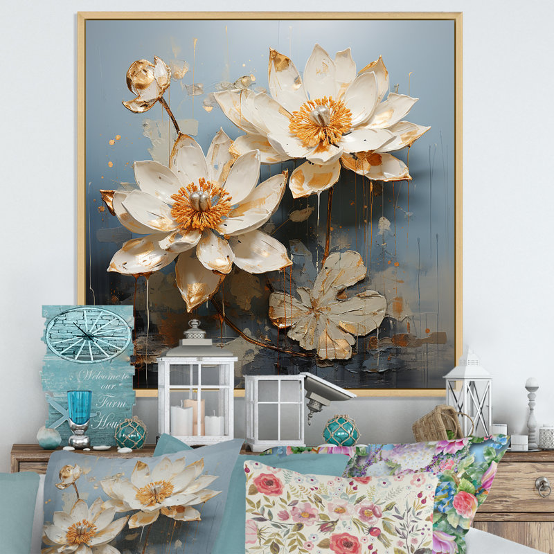 Lotus en harmonie I - impression, Cadre naturel flottant, H 30 po x l 30 po x P 1 po