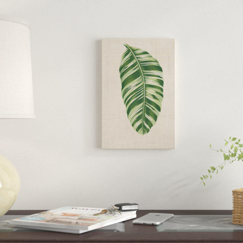 « leaves on linen vi », reproduction d’impression sur toile, H 12 po x l 8 po x P 0,75 po, Toile tendue