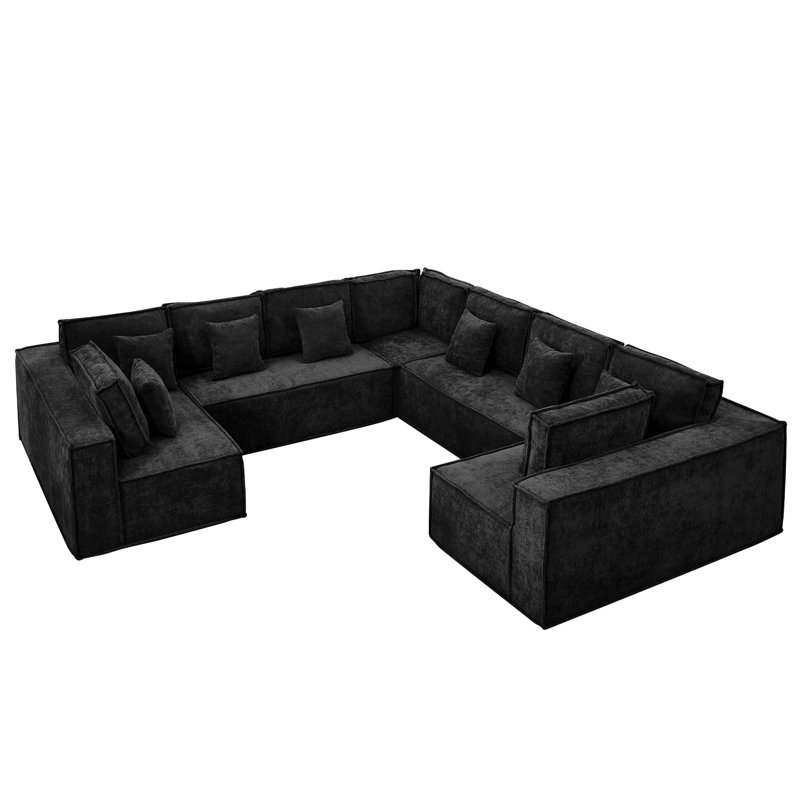 Canapé modulaire surdimensionné en U de 138 po en chenille désossée de 138 po, canapé modulaire surdimensionné 9 places à assise profonde, sans assemblage