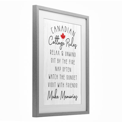«Canadian Cottage Rules», reproduction encadrée sous verre, design par Lil 'Rue